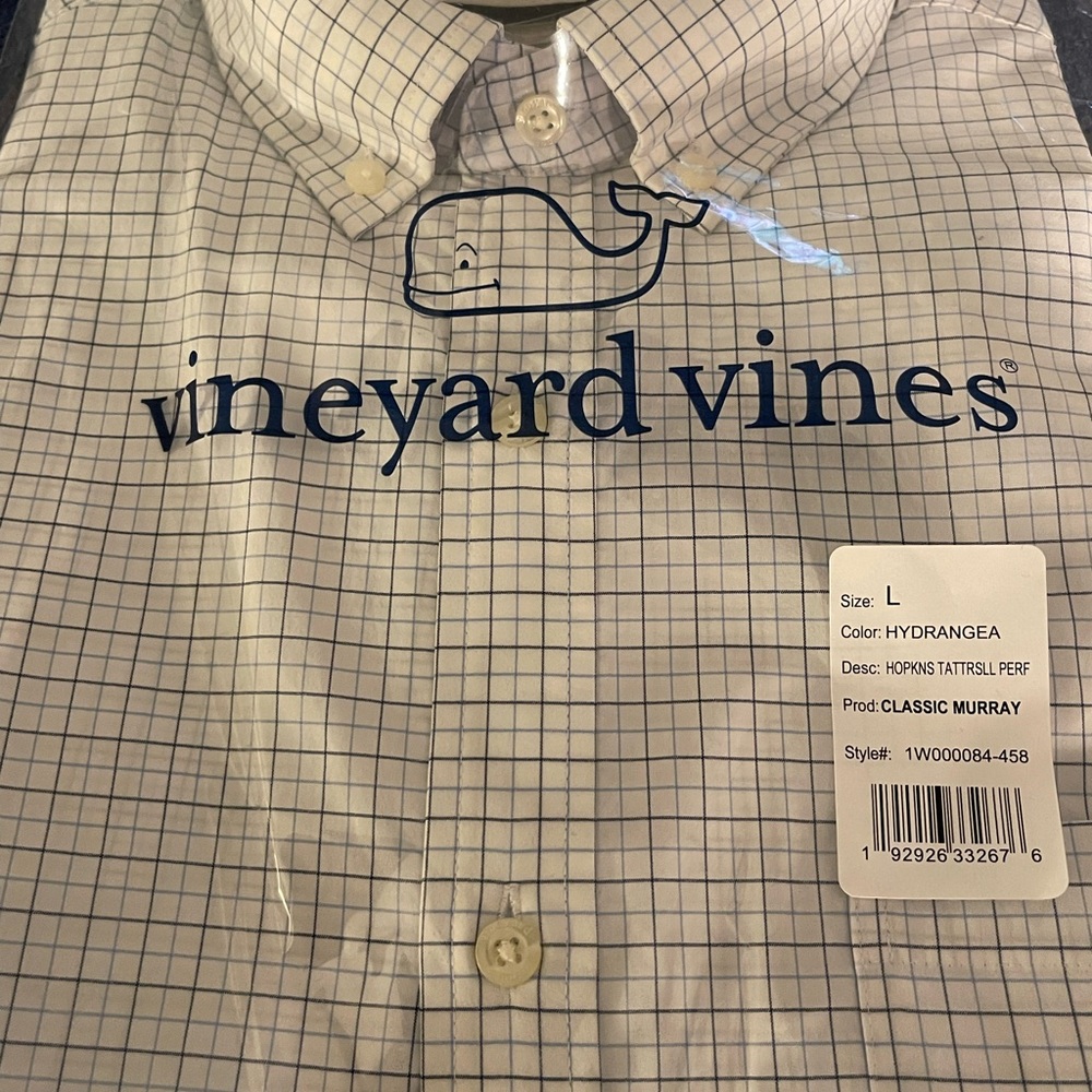 NWT, vineyard vines, men’s, performance fabric, gingham buttondown